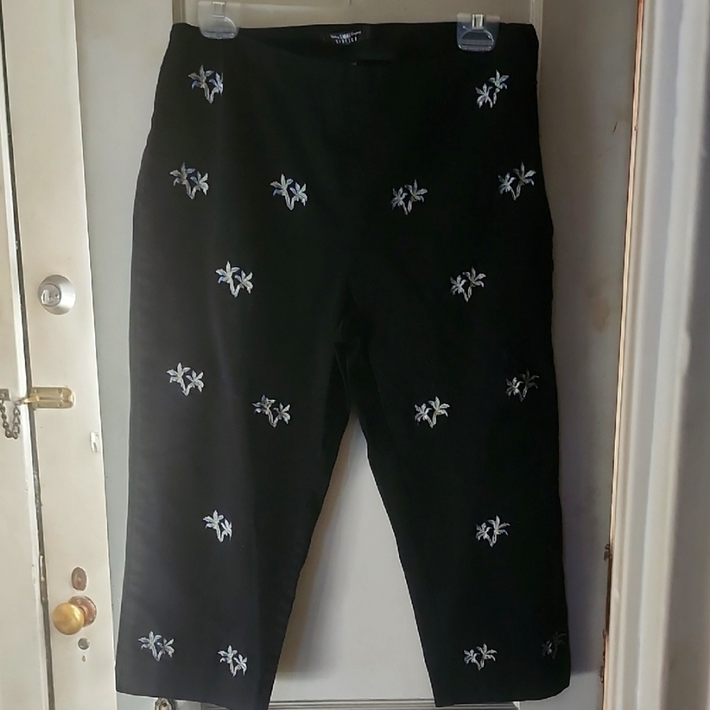 B.MOSS Clothing Company Stretch Chico's Blue Embroidered Pants